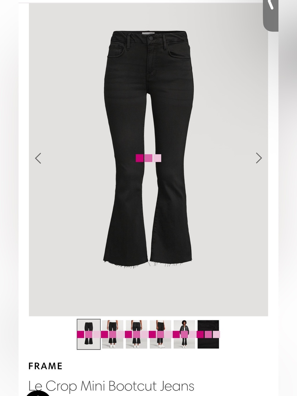 Frame Denim Black Flare Crop Jeans